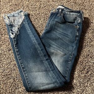 KanCan Jeans Raw Hem Skinny Jeans Stretch Denim Ankle Jeans